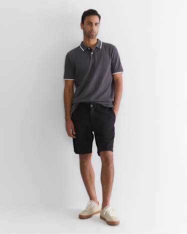 SC Tipped Pique Polo in CHARCOAL