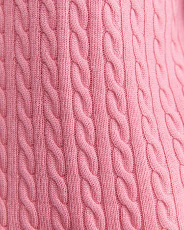 Merino Wool Baby Cable Sweater in ROSEBERRY