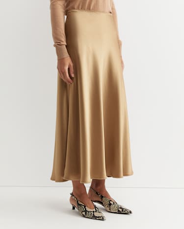 Charlotte Bias Slip Skirt in LATTE