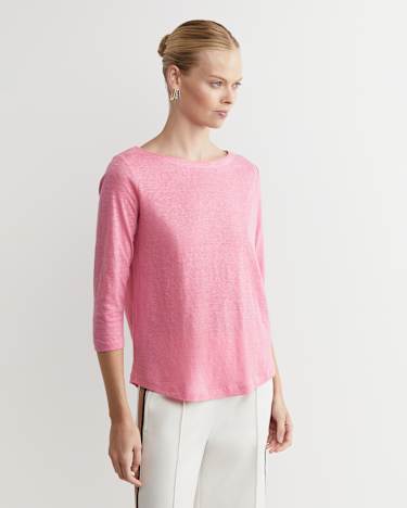 Cecile Linen Top in ROSEBERRY