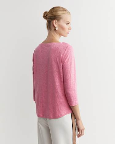 Cecile Linen Top in ROSEBERRY
