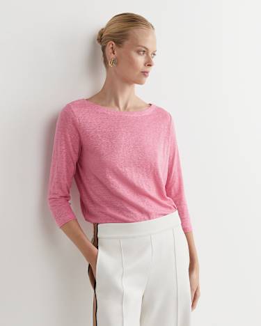 Cecile Linen Top in ROSEBERRY