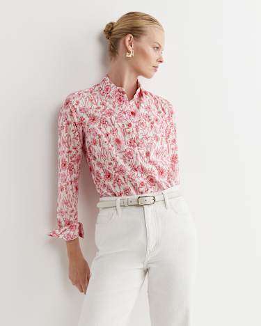 Muse Liberty Long Sleeve Shirt in WHITE/PINK