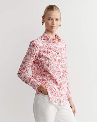 Muse Liberty Long Sleeve Shirt in WHITE/PINK