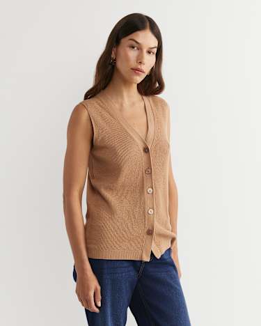 Becky Cotton Vest in TAN