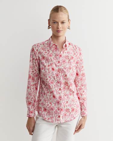 Muse Liberty Long Sleeve Shirt in WHITE/PINK