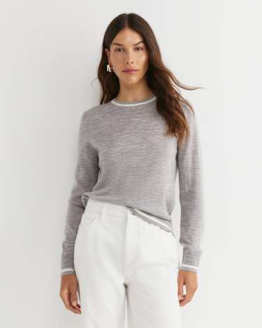 Francis Merino Crew Neck Knit in SILVER MELANGE