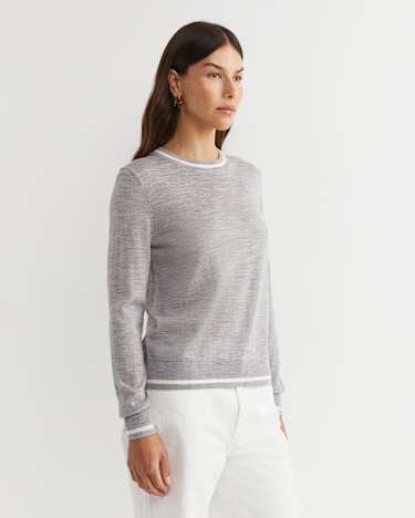 Francis Merino Crew Neck Knit in SILVER MELANGE