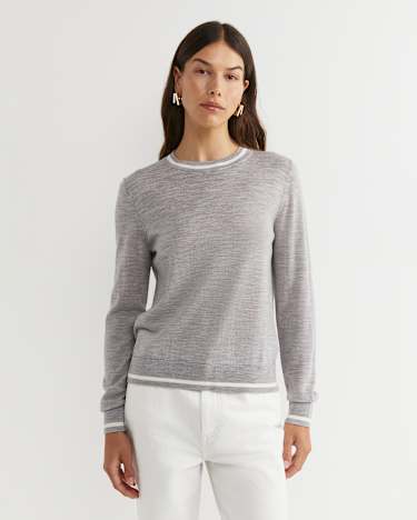 Francis Merino Crew Neck Knit in SILVER MELANGE