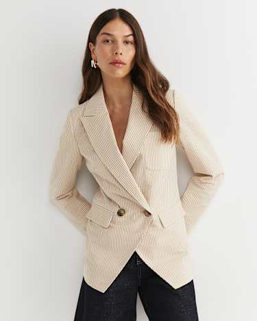Nikoo Stripe Jacket in TAN/WHITE