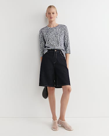 Harriet Mercerised Tee in NAVY MULTI