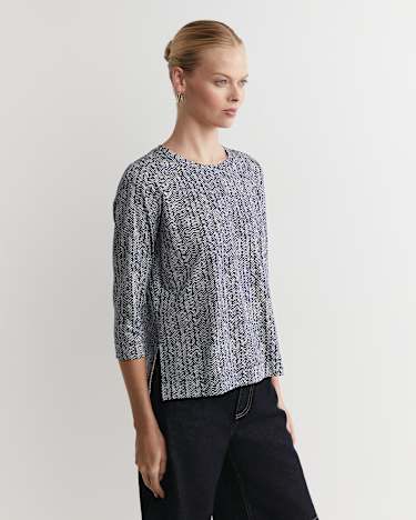 Harriet Mercerised Tee in NAVY MULTI