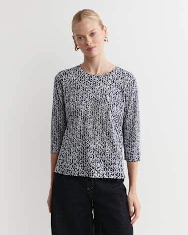 Harriet Mercerised Tee in NAVY MULTI