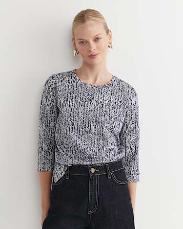 Harriet Mercerised Tee in NAVY MULTI