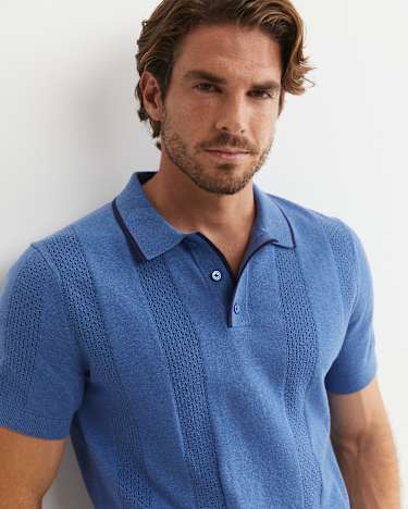 Luka Short Sleeve Knit Polo in SMOKE BLUE