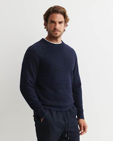 Riley Raglan Crew Neck Knit in NAVY