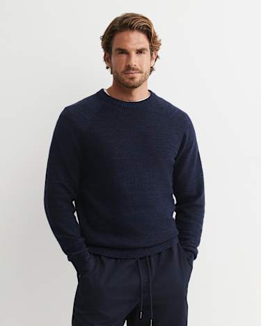 Riley Raglan Crew Neck Knit in NAVY