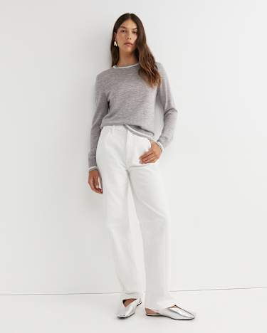 Francis Merino Crew Neck Knit in SILVER MELANGE