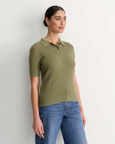 Elka Cable Polo in KHAKI