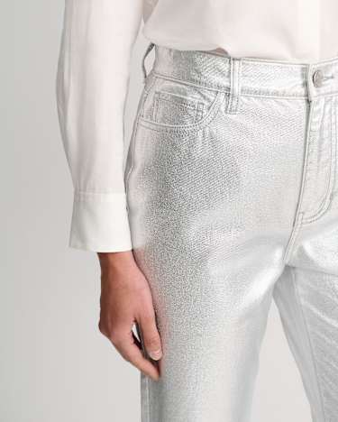 Bec Foiled Straight Leg Jean in SILVER