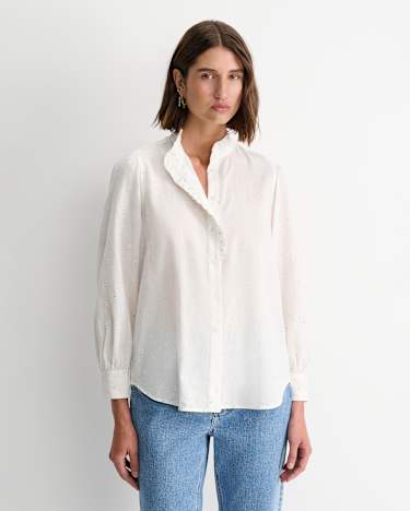 Emma Embroidery Blouse in WHITE