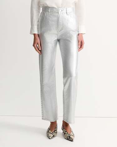 Bec Foiled Straight Leg Jean in SILVER