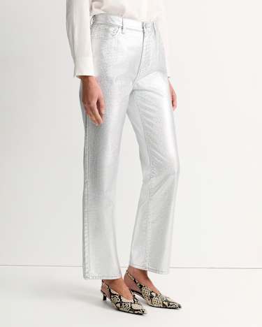 Bec Foiled Straight Leg Jean in SILVER