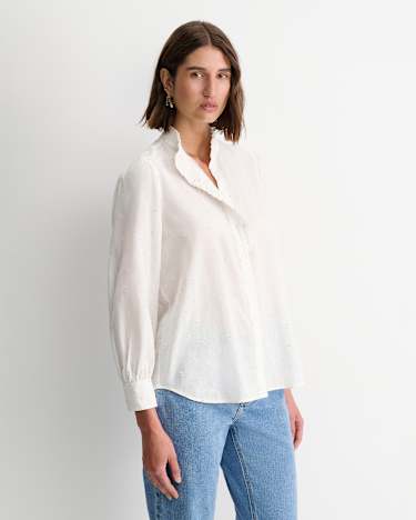Emma Embroidery Blouse in WHITE