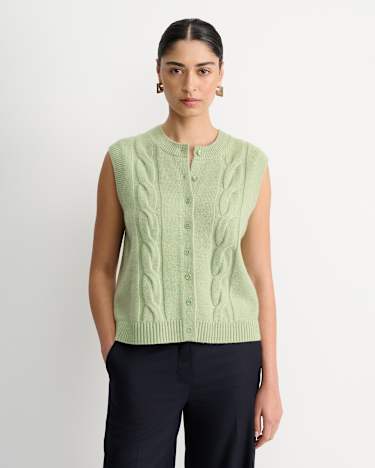 Pearl Chunky Cable Vest in AVOCADO