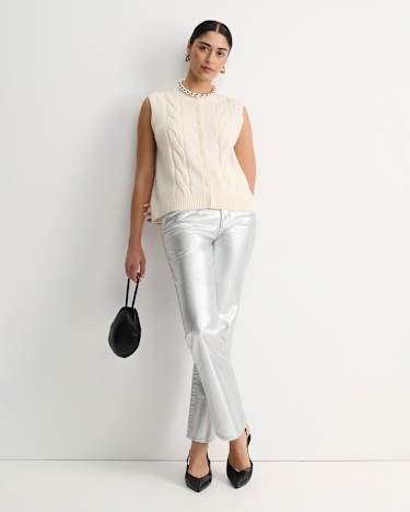 Pearl Chunky Cable Vest in WINTER WHITE