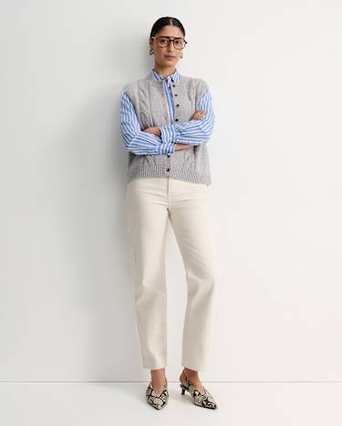 Pearl Chunky Cable Vest in GREY MELANGE