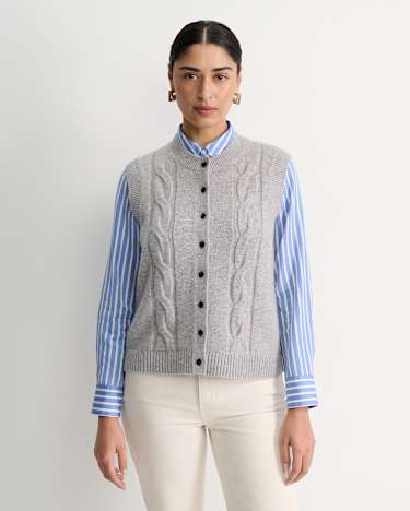 Pearl Chunky Cable Vest in GREY MELANGE