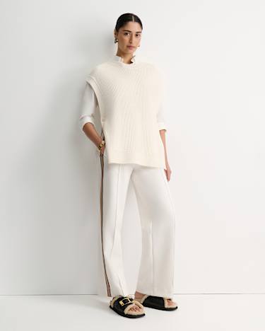 Wool Cotton Open Vest in WINTER WHITE