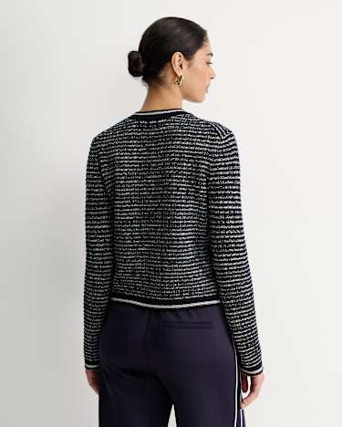 Wool Cotton Lady Jacket in NAVY/WHITE