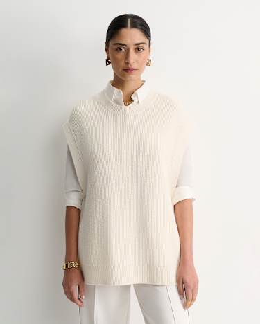 Wool Cotton Open Vest in WINTER WHITE