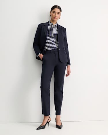 Hannah Stripe Cotton Silk Shirt in WHITE/NAVY