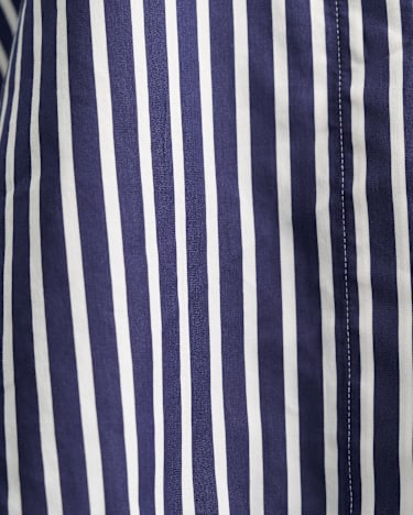 Hannah Stripe Cotton Silk Shirt in WHITE/NAVY