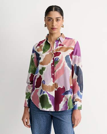 Leah Cotton Silk Shirt in MULTI