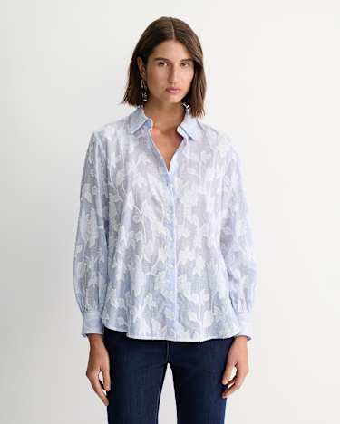 Sedonia Clip Back Shirt in WHITE/BLUE