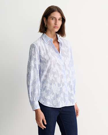 Sedonia Clip Back Shirt in WHITE/BLUE