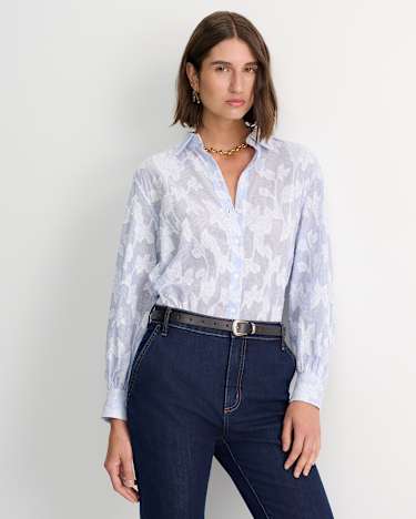 Sedonia Clip Back Shirt in WHITE/BLUE