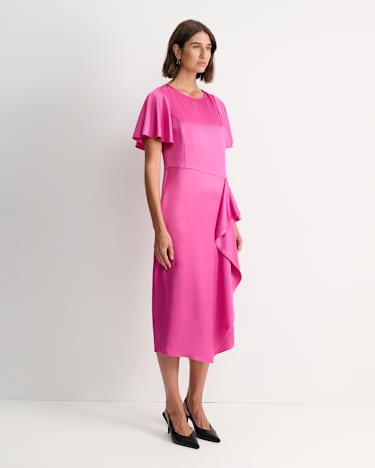 Harlow Ruffle Midi Dress in GRAPE