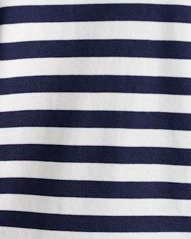 SC Stripe Quarter Zip Sweat in WHITE/NAVY