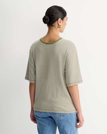 Heidi Oversized T-Shirt in KHAKI/WHITE