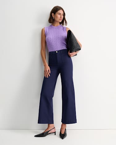 Cable Merino Cotton Tank in VIOLA