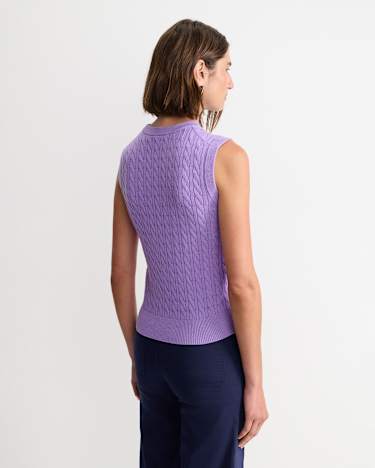 Cable Merino Cotton Tank in VIOLA