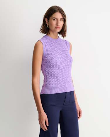 Cable Merino Cotton Tank in VIOLA