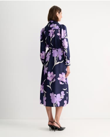 Iris Shirt Midi Dress in NAVY MULTI