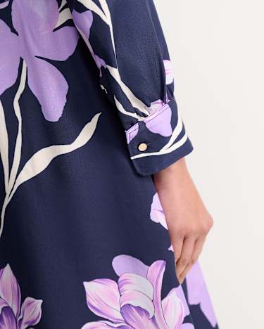 Iris Shirt Midi Dress in NAVY MULTI