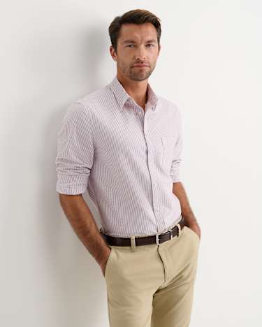 Oxford Stripe Long Sleeve Shirt in FIG